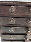Antique Wooden 8-drawer Cabinet With Carvings And Aged Metal Accents  Handmade
