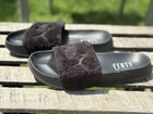 Rare Fenty X Puma Rihanna Women   s 37 Black Fur Slides Leadcat Fenty Sandal Slide