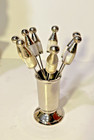 Vintage Set Of Eight Silver Chrome Mother-of-pearl Appetizer Cocktail Picks fork