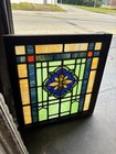   Antique Stained Glass Window Colorful   27 5 X 29 5   Architectural Salvage
