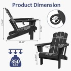 2pcs All-weather Hdpe Folding Adirondack Chair Fire Pit Chair W cup Holder black