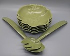 Mcm Hofmann Industries Hibiscus Salad Bowls   Utensils 1960   s Avocado Green