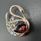 Swan Purple Rhinestone Brooch Pin J99