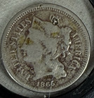 1865 Three Cent Nickel Piece 3c Circulated Civil War Date Us Type Coin 3 Cent