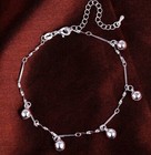 925 Sterling Silver Women s Chain Adjustable Bells Anklet Ankle Bracelet D689