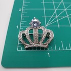 Crown Brooch Pin 1in Silver Tone Fiery Crystal Rhinestone Queen Princess New Nip
