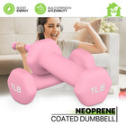 Anti-roll  Non-slip  Hexagon Neoprene Coated Dumbbells  Pink  1 Lb  Pair