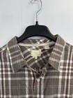 Haggar Button Down Shirt Men s Xl Long Sleeve Brown Plaid Dress Casual Slim Fit