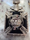 Rare Vintage 10k Gold Masonic Knight Templar Jeweled Black Onyx Fob Pendant  4oz