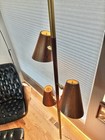 Vintage Mcm Mid Century Modern Tension Pole Lamp Teak   Walnut  brass