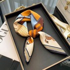 100    26  Square Scarf Women Neckerchief Wrap Brown And Orange Horse Pattern