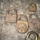 Lot Of 9 Antique Brass And Iron Padlock Lock Lot No Keys
