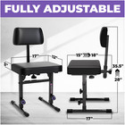 Adjustable Piano Bench Stool - Black Padded Seat W  Backrest For Keyboard Player