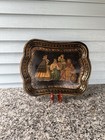 19th Century Antique French Oil Painted Metal Tole Painted Serving Tray France