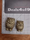 Pair Of Brass Owl Figurines Vintage Mini 2 -4 in Cool Look 