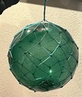 Vintage Large Blown Glass Japanese Fishing Float Buoy Blue Green Aqua