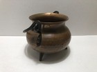 Vintage French Hammered Copper Pot Wrought Iron Handles Footed Cauldron