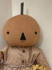 11  Handmade Primitive Fall Halloween Pumpkin Head Doll With Sunflower