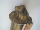 Brass Lion Finials On Brass Rod Pole W  Hooks On Bottom Rare 42 