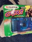 Vtg Fujifilm Quicksnap Colors 25exp Film Camera Translucent Blue 2000 Sealed Y2k
