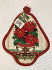 Holiday Trimmings Vintage Christmas Poinsettia Potholders Set 2 Brand New