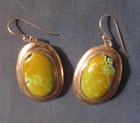 Vintage Southwest Sterling Silver   Green Turquoise Dangle Earrings