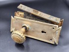 Antique Cast Brass Door Knob   Backplate Set 1900s Sargent Art Noveau Mortise