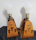Vtg Pair Wooden Western Stirrup Cowboy Lamps  No Shades  Bulbs Not Included 