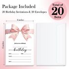 Pink Bow Birthday Invites Cards For Girls Women Birthday Party Invitations Fo   