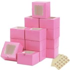 50 Cookie Boxes Pink Bakery Boxes With Window Mini Cake Boxes For Dessert Pastry
