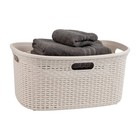 40l Laundry Basket Wicker Hamper Plastic Storage Bin W  Carrying Handles New