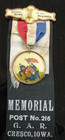 Civil War Iowa Memorial Post Veteran Reunion Badge Cresco Iowa 1898