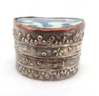 Vintage Chinese Silver Pill Trinket Box With Blue   White Porcelain Shard