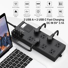 Surge Protector Power Strip Waterproof Outdoor Extension Cord Multiple Outlet   