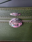Vintage Fashionlite Train Case Avocado Green Mid Century Makeup Vanity Box Tray