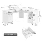60 Inch White L Shaped Desk With Power Outlets Corner Computer Desk File Drawer