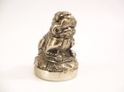Vintage Chinese Metal Foo Dog Seal Stamp   Incense Holder