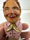 Anri Drink Pourer Bottle Stopper Carved Wooden Bar Cork Italian Women Vintage