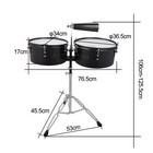 Glarry Percussion 13  14  Timbales Drum Set With Stand And Cowbell Black Kit