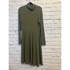 Nwt Long Sleeve Turtleneck Olive Green Ribbed Knit Fit And Flare Midi Dress Xl