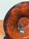 Vintage Mid Century Modern  Artist Orange Enamel Bowl Abstract 7  Home Decor