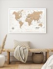 Ipic - Vintage World Map Canvas Wall Art  Oversize Travel Map Print For Home    