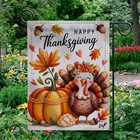 Happy Thanksgiving Garden Flag Cute Turkey Pumpkin Fall Yard Decor
