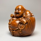 55mm China Exquisite Boxwood Handmade Carved Happy Maitreya Buddha Statue W531