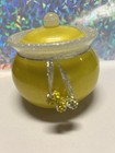 Handcrafted Yellow Resin Keepsake trinket jewelry Pot With Beads  New