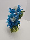 Mcm Acrylic Lucite Large Blue   Green Floral Arrangment Vintage 1960s