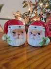 Vintage 1960s Josef Originals Ceramic Santa Claus Face Salt And Pepper Shakers
