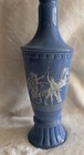 Vintage 1960 Jim Beam Greek Chariots Blue Milk Glass Liquor Decanter Bottle 12 h