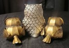 Vintage Mid Century Set Of Owls - Two Brass - One Metal Alloy