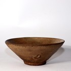 Joseon Dynasty Tea Bowl Chawan Flat Korean Antique Wabi-sabi W silk Pouch Krs164